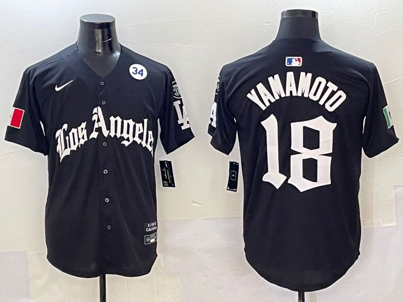 Men Los Angeles Dodgers #18 Yamamoto Black 5th Jointly Name 2026 Nike MLB Jersey style 06